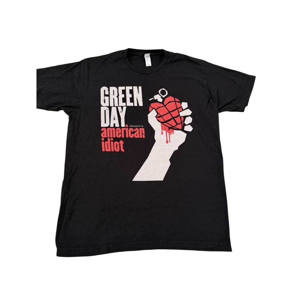 Green Day American Idiot Band T Shirt Large Black Graphic Rock T-Shirt Large